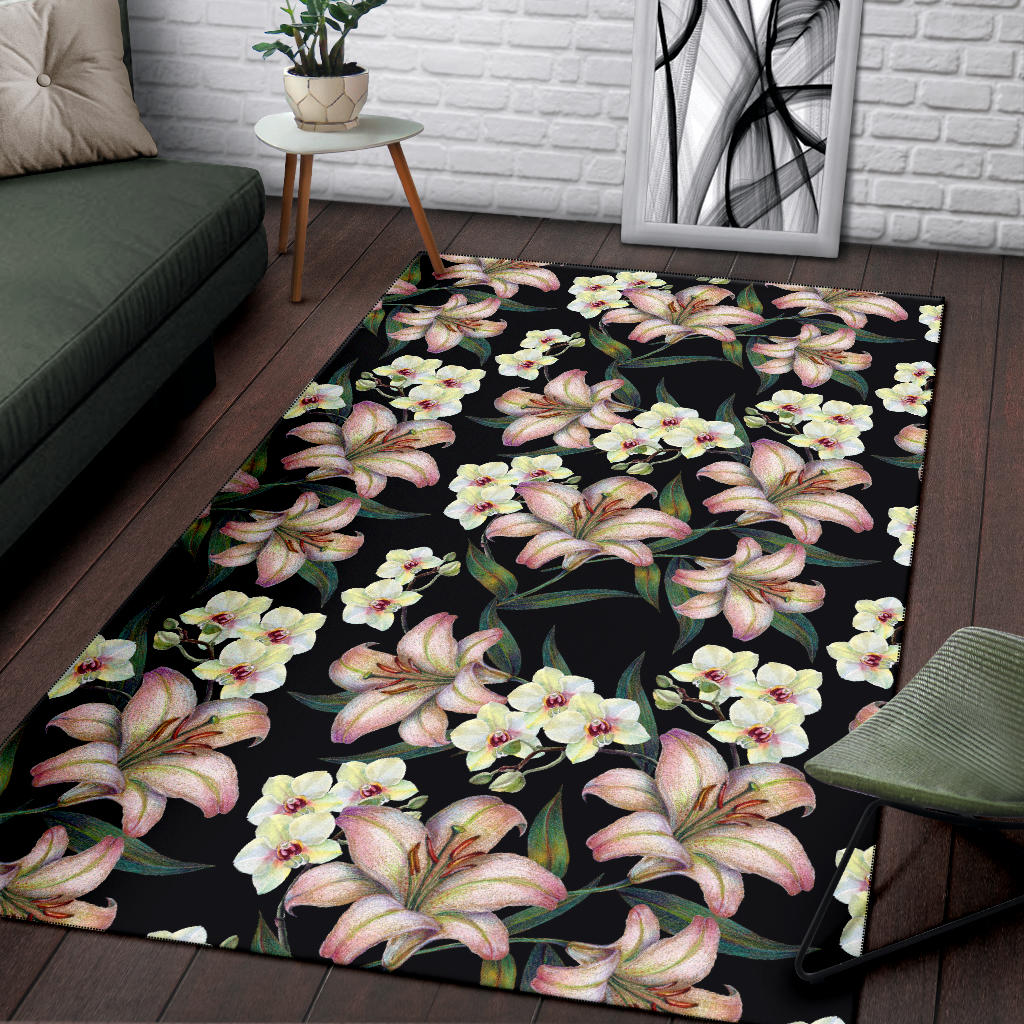 Lily Pattern Print Design LY03 Area Rugs
