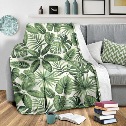 Palm Leaves Pattern Print Design PL014 Fleece Blanket