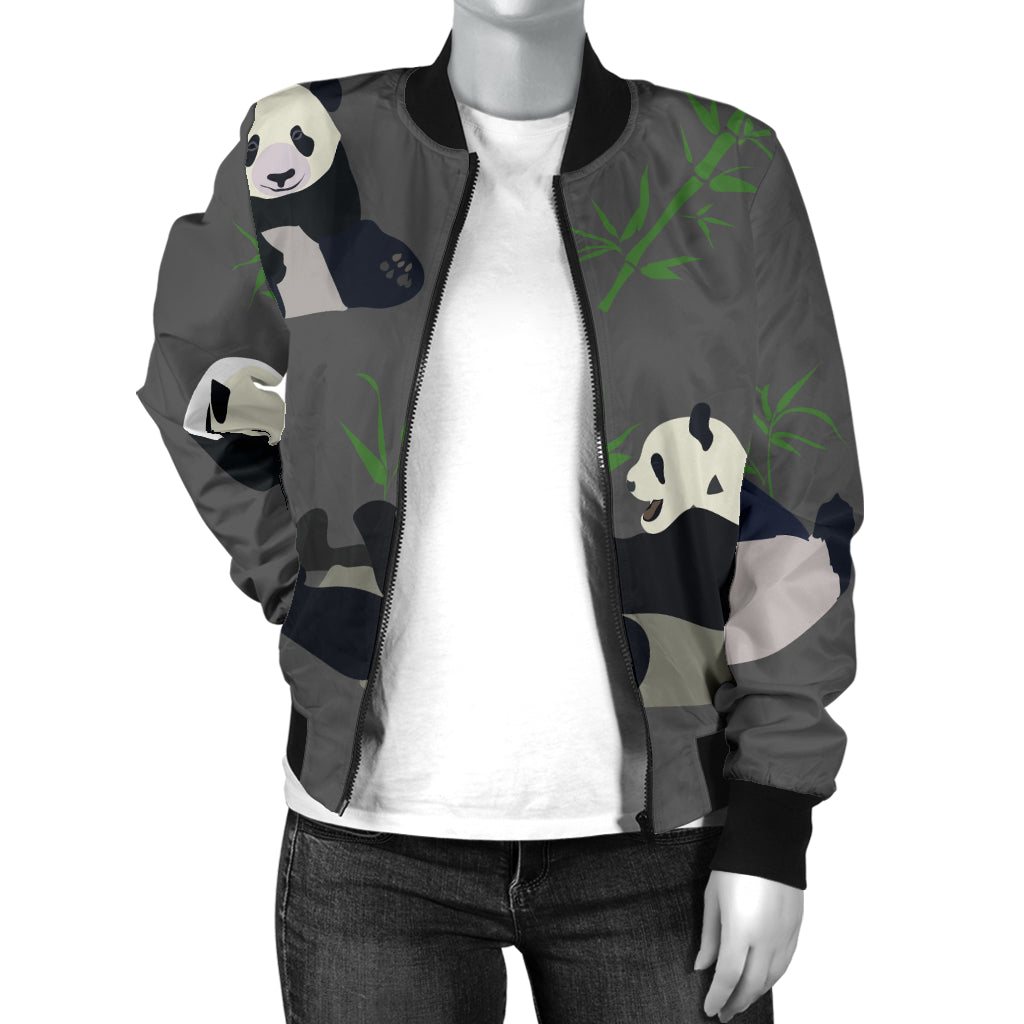 Panda Pattern Print Design A06 Women's Bomber Jacket