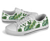 Green Pattern Tropical Palm Leaves White Bottom Low Top Shoes