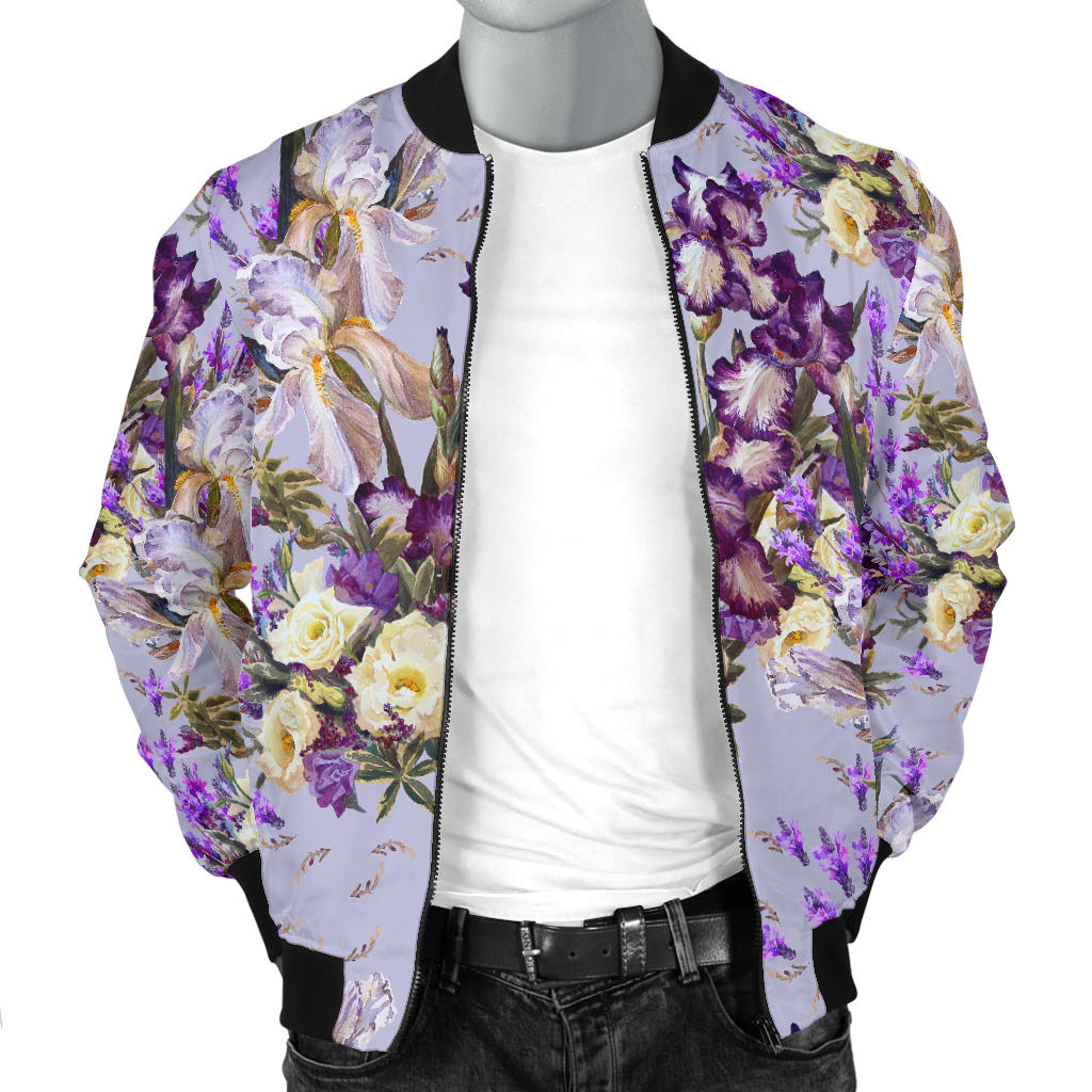 Iris Pattern Print Design IR07 Men Bomber Jacket