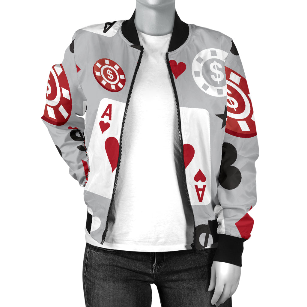Casino Pattern Print Design 01 Women's Bomber Jacket