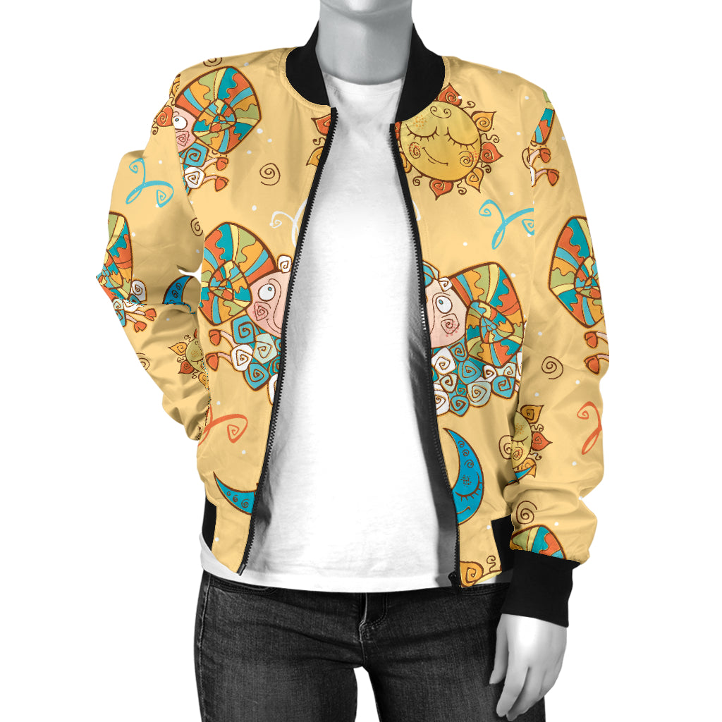Aries Zodiac Pattern Print Design 03 Women's Bomber Jacket
