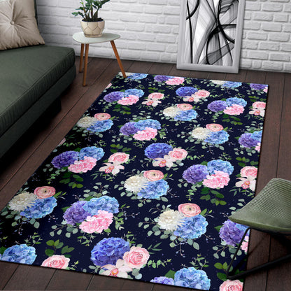 Hydrangea Pattern Print Design HD01 Area Rugs