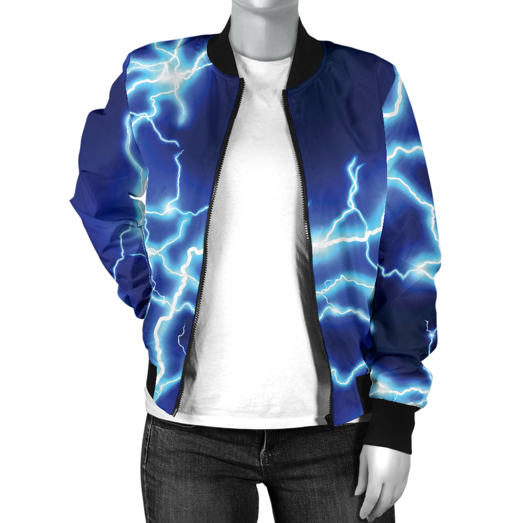 Lightning Thunder Pattern Print Design 04 Women's Bomber Jacket