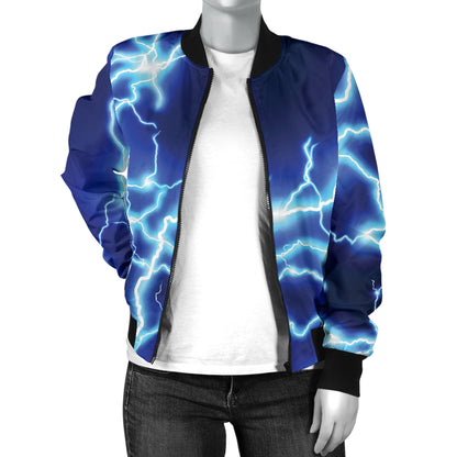 Lightning Thunder Pattern Print Design 04 Women's Bomber Jacket