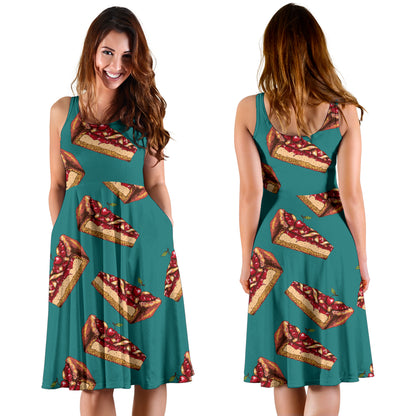 Cheesecake Cherry Pattern Print Design CK03 Midi Dress