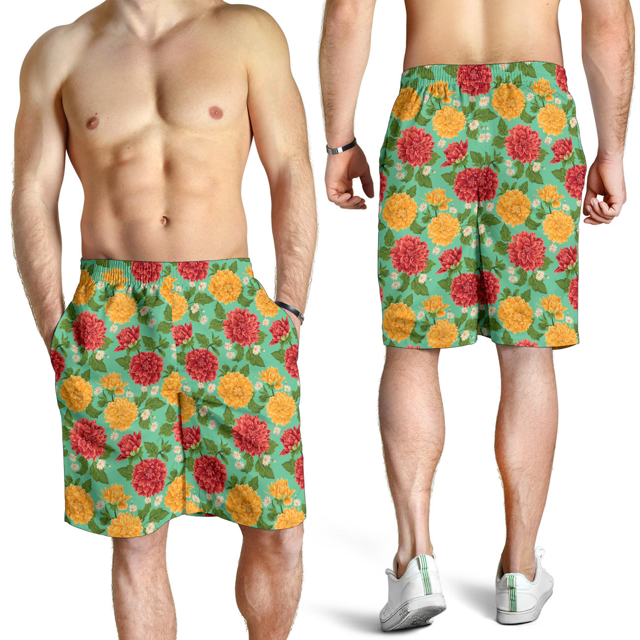 Dahlia Pattern Print Design DH011 Mens Shorts