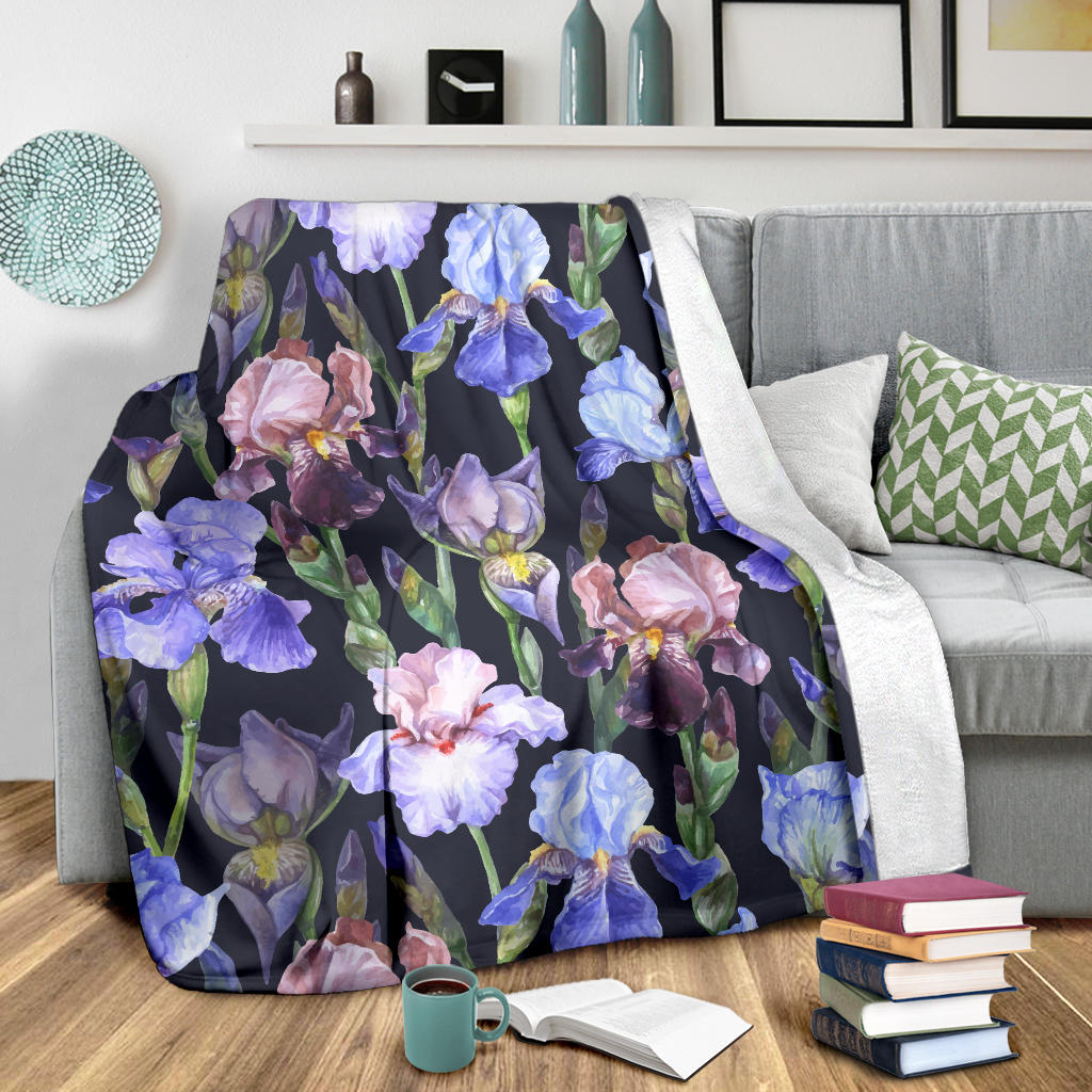 Iris Pattern Print Design IR04 Fleece Blanket