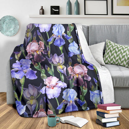 Iris Pattern Print Design IR04 Fleece Blanket