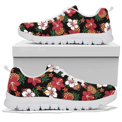 Hawaiian Themed Pattern Print Design H013 Sneakers White Bottom Shoes