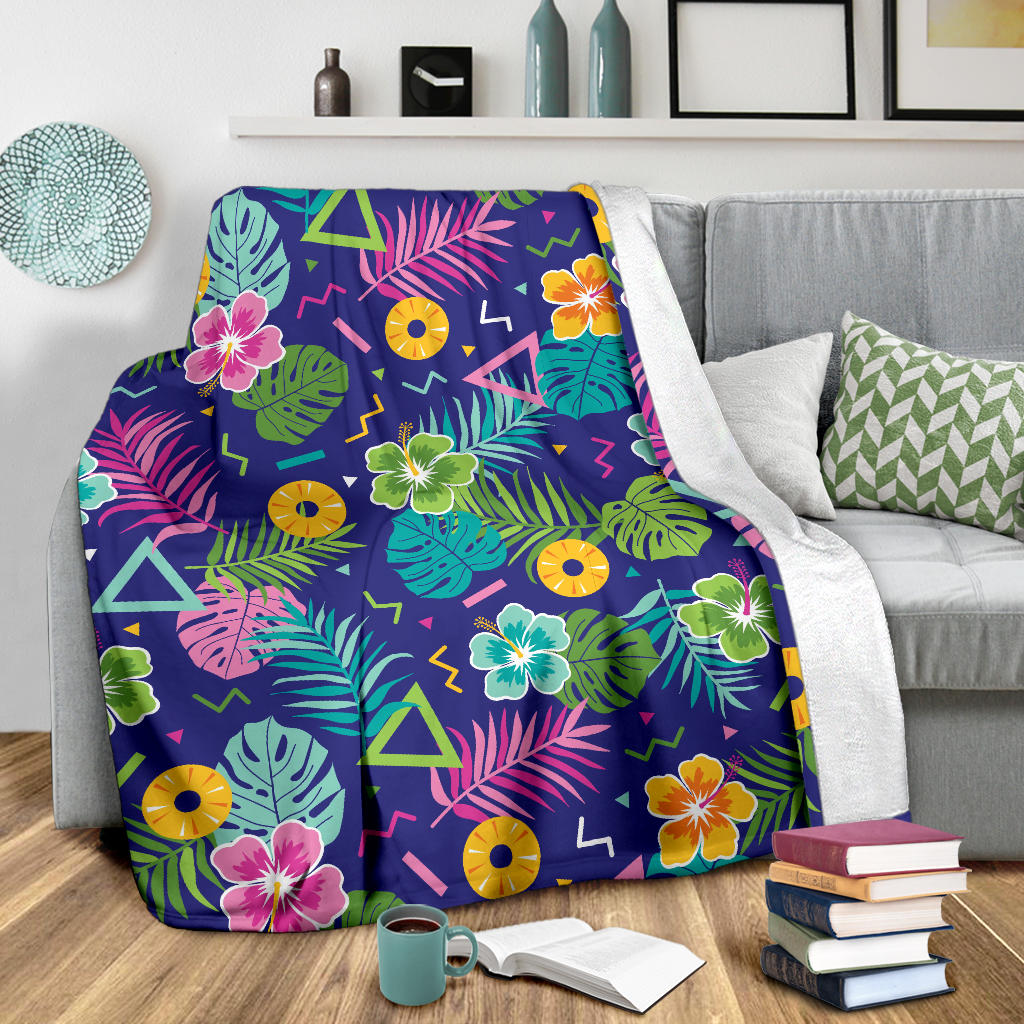 Hawaiian Themed Pattern Print Design H014 Fleece Blanket
