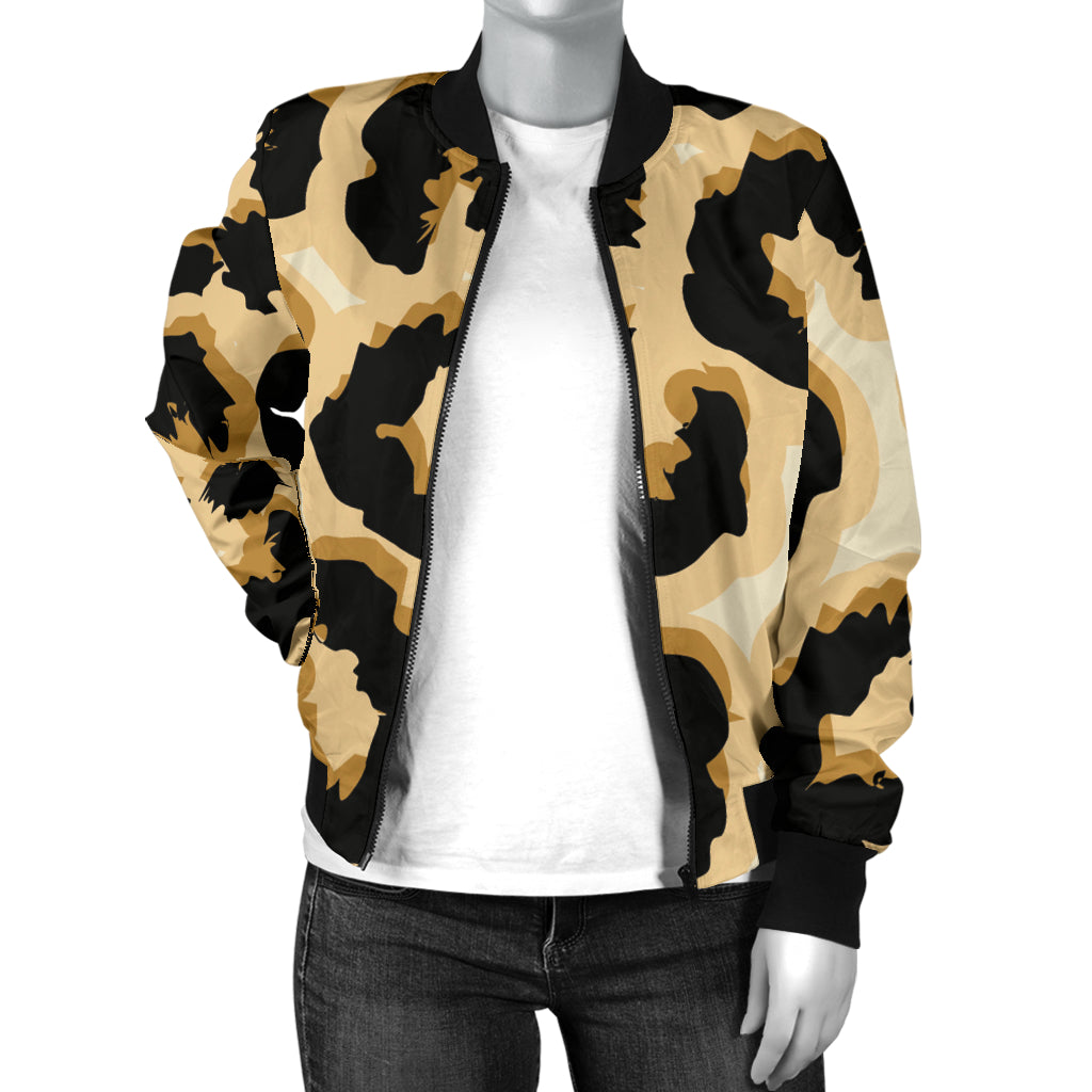 Jaguar Skin Pattern Print Design 02 Women's Bomber Jacket