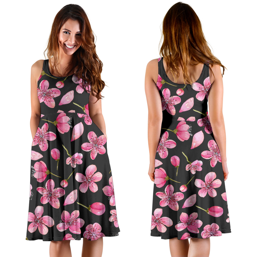 Apple blossom Pattern Print Design AB03 Midi Dress