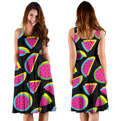 Watermelon Pattern Print Design WM07 Midi Dress