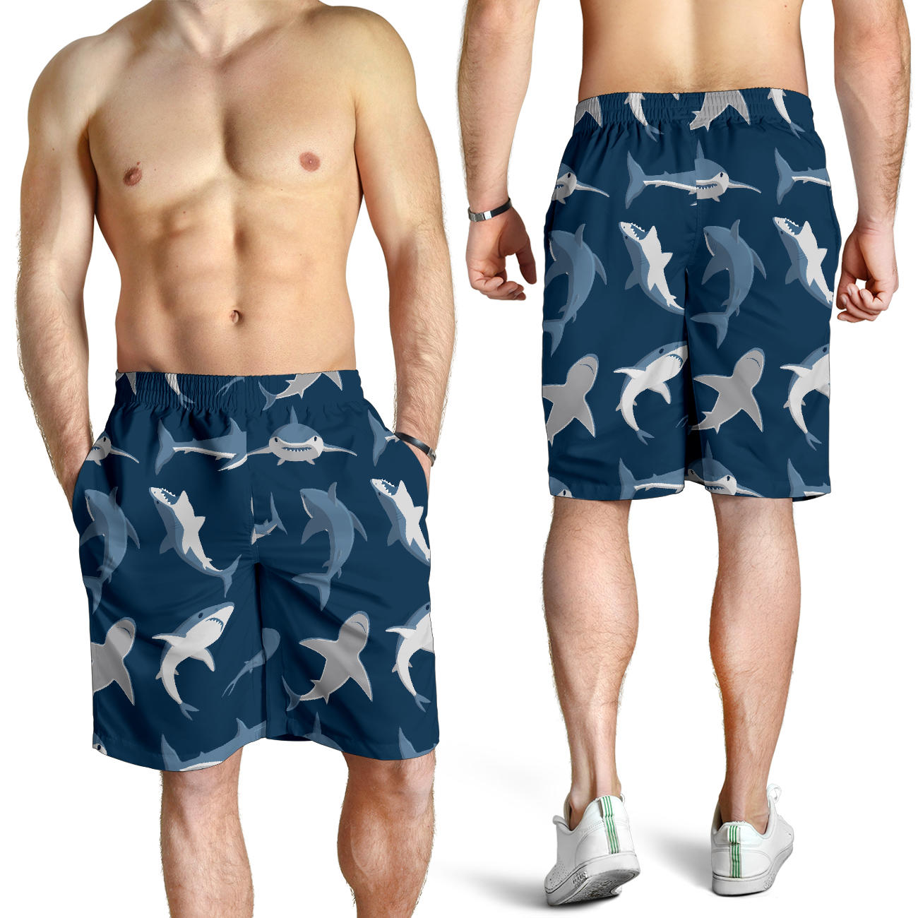 Shark Action Pattern Mens Shorts
