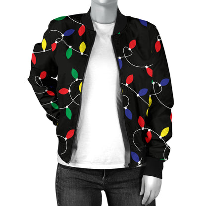 Christmas Light Pattern Print Design 04 Women's Bomber Jacket