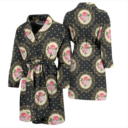 Rose Pattern Print Design RO015 Men Bathrobe