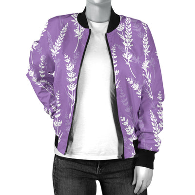 Lavender Pattern Print Design LV08 Women Bomber Jacket