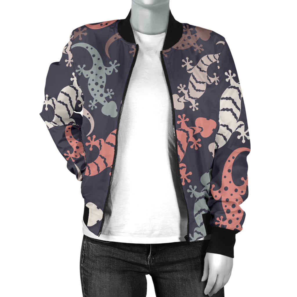 Gecko Pattern Print Design 02 Women's Bomber Jacket