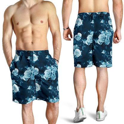 Rose Blue Pattern Print Design RO014 Mens Shorts