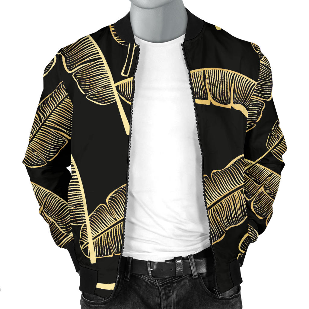 Banana Leaf Pattern Print Design BL07 Men Bomber Jacket