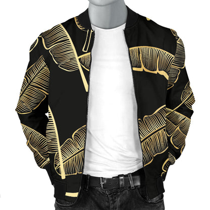 Banana Leaf Pattern Print Design BL07 Men Bomber Jacket