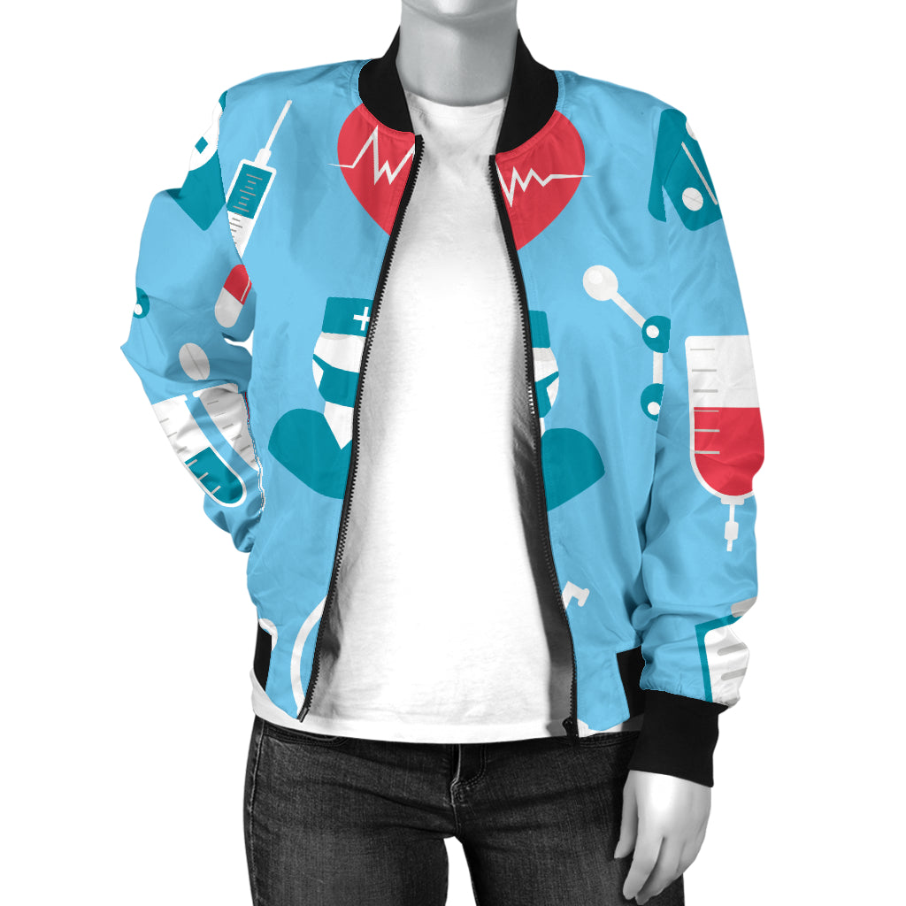 Nurse Pattern Print Design A03 Women's Bomber Jacket