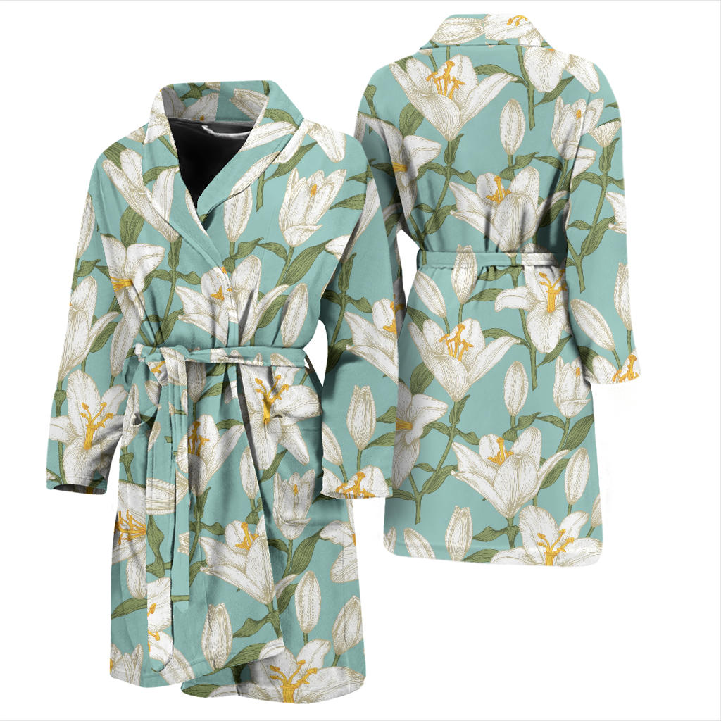 Lily Pattern Print Design LY09 Men Bathrobe