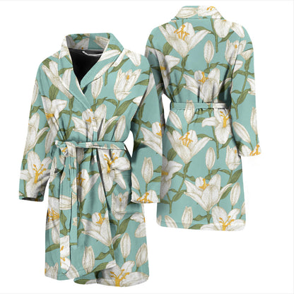 Lily Pattern Print Design LY09 Men Bathrobe