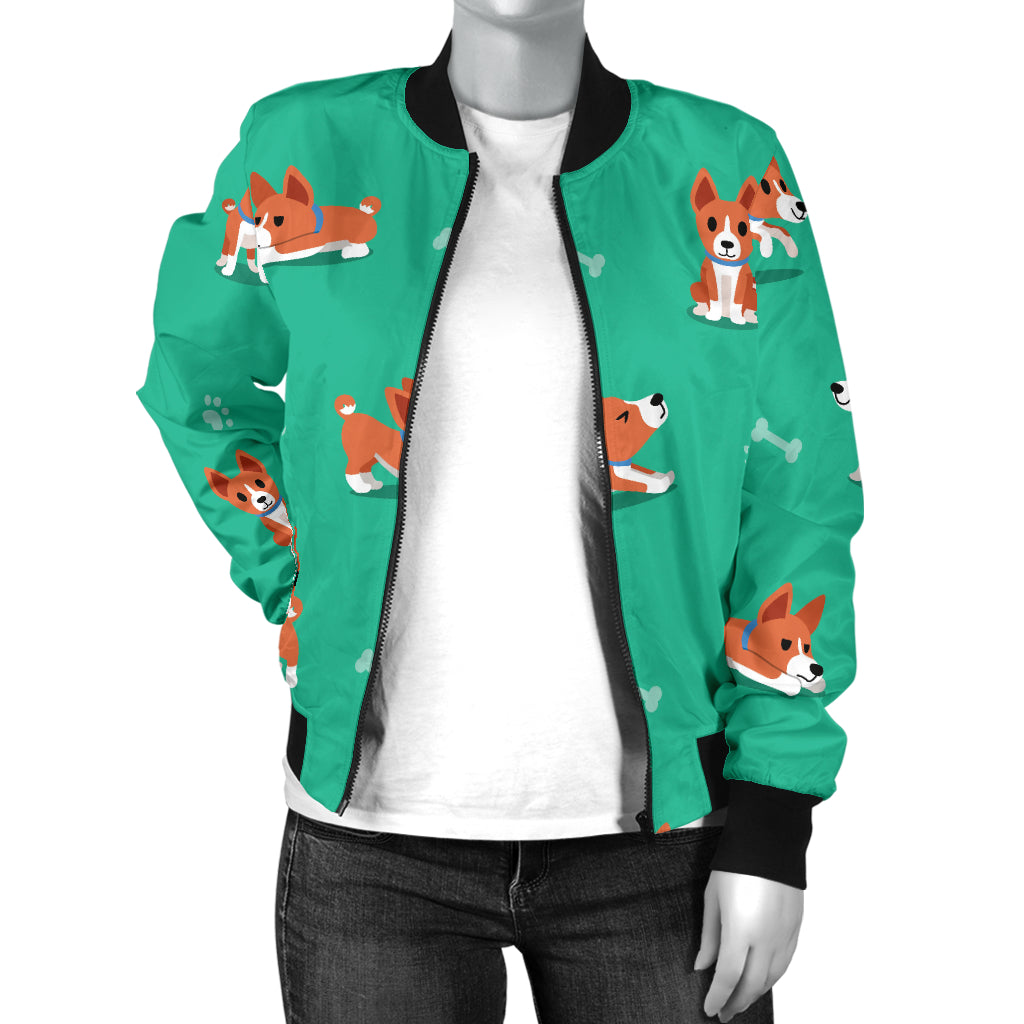Basenji Pattern Print Design 02 Women's Bomber Jacket