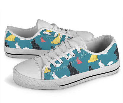 Rabbit Pattern Print Design RB014 White Bottom Low Top Shoes