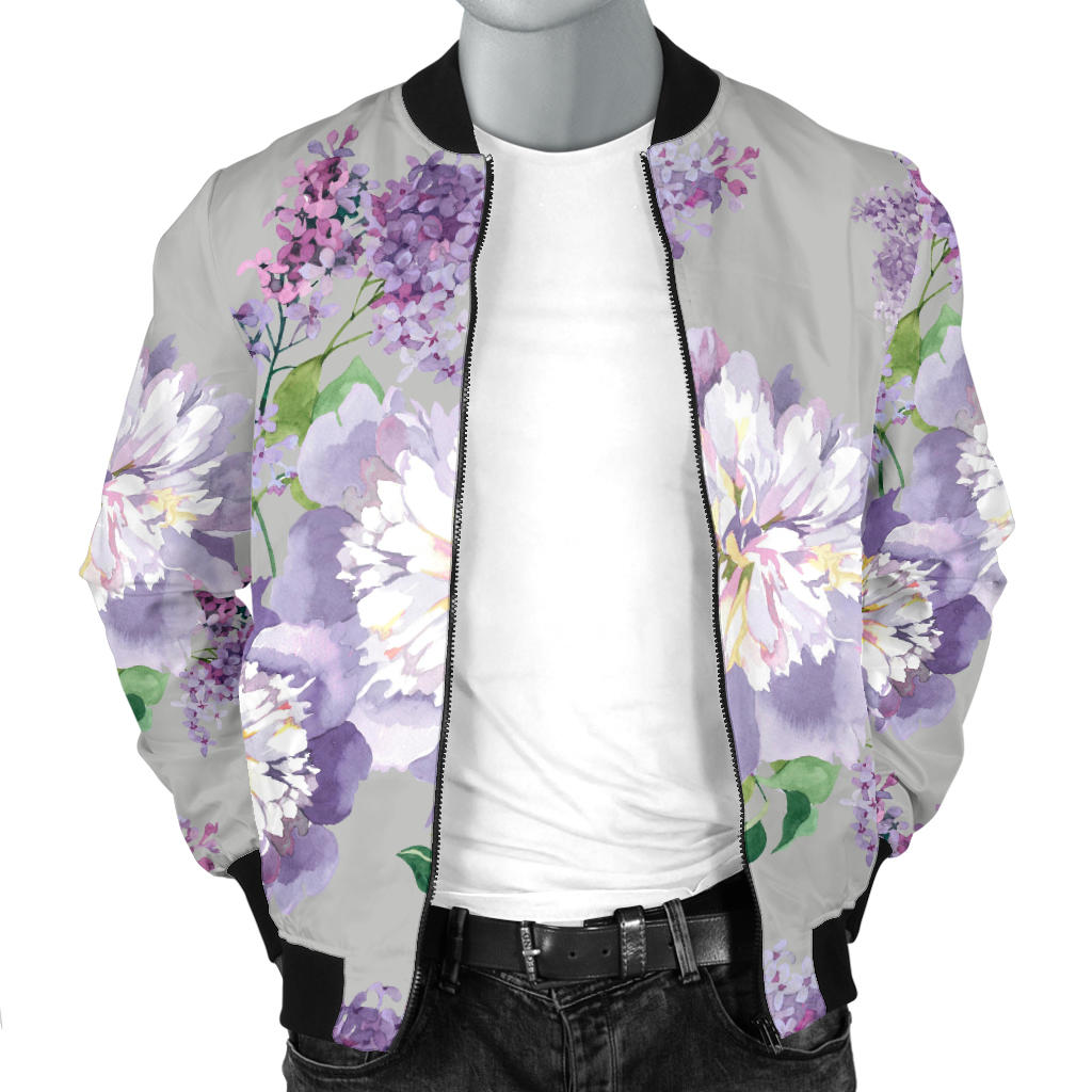 Lilac Pattern Print Design LI07 Men Bomber Jacket