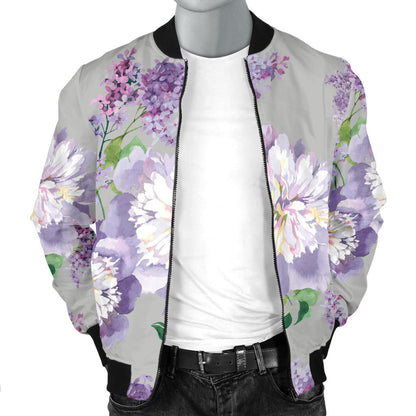 Lilac Pattern Print Design LI07 Men Bomber Jacket