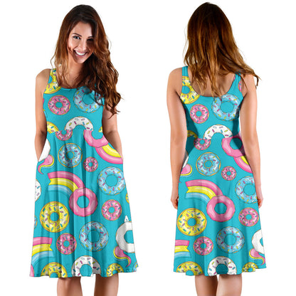Donut Pattern Print Design DN013 Midi Dress