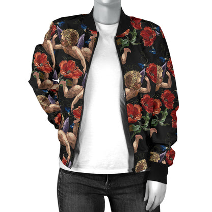 Cupid Pattern Print Design 05 Women's Bomber Jacket