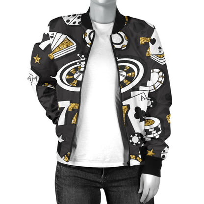 Casino Pattern Print Design 05 Women's Bomber Jacket