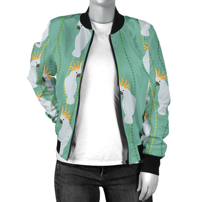 Cockatoo Pattern Print Design 01 Women's Bomber Jacket