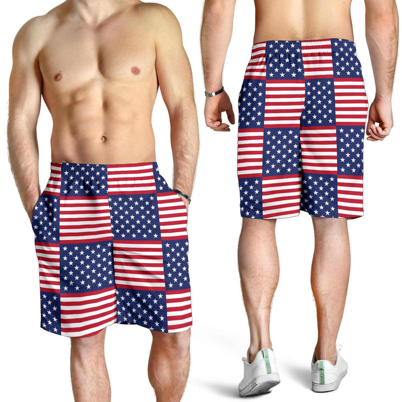 Patriotic US Flag Pattern Print Design A03 Mens Shorts