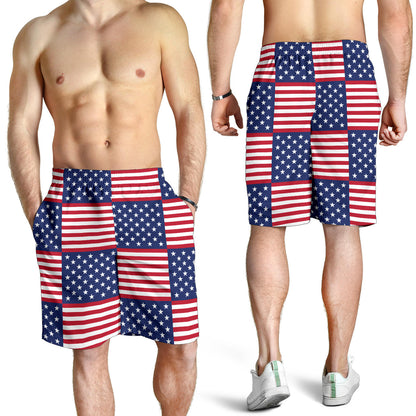 Patriotic US Flag Pattern Print Design A03 Mens Shorts