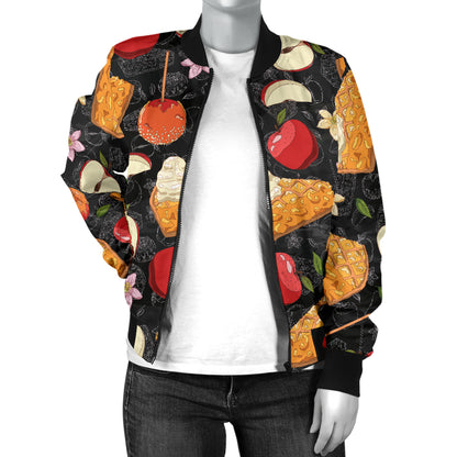 Apple Pie Pattern Print Design 01 Women's Bomber Jacket