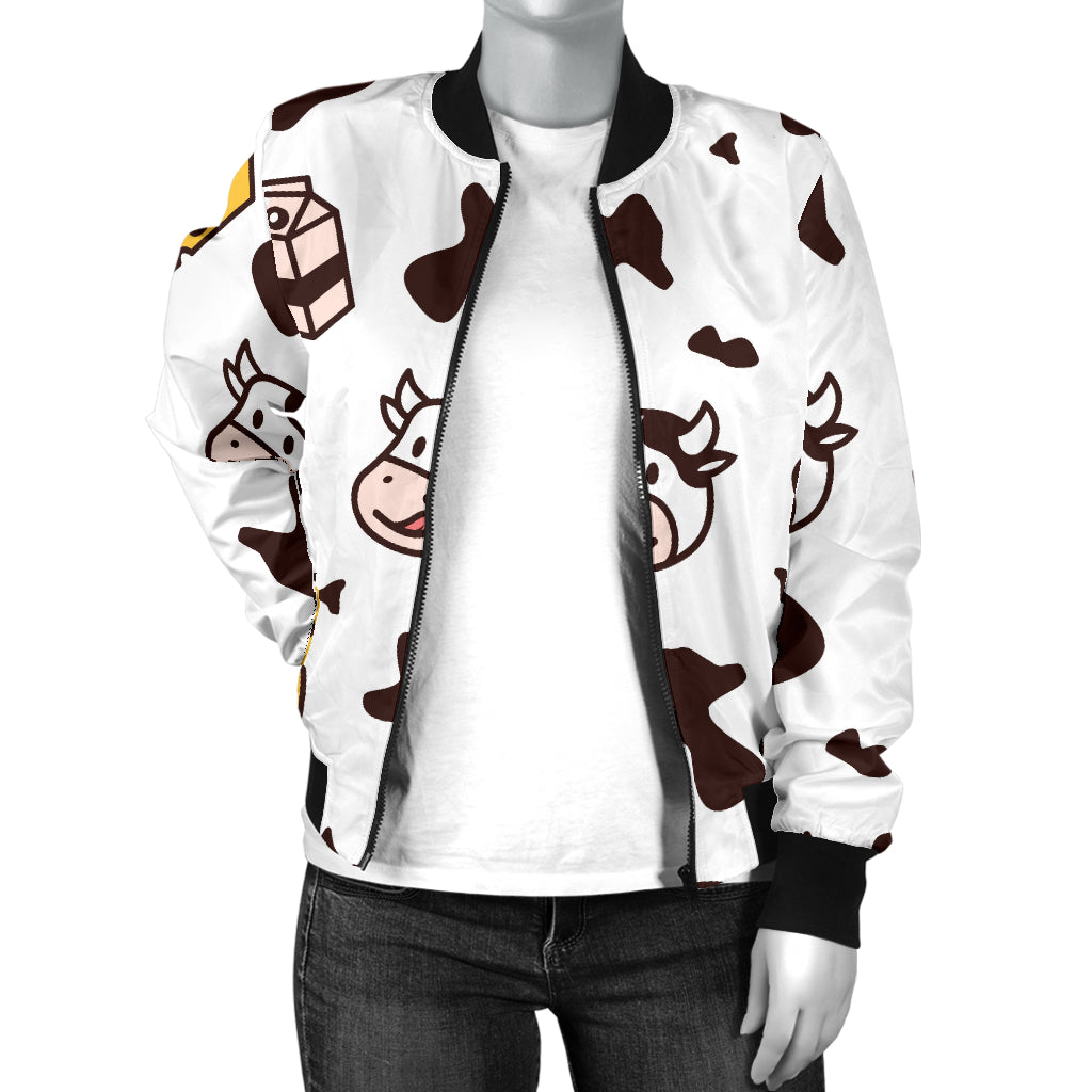 Cow Pattern Print Design 06 Women's Bomber Jacket