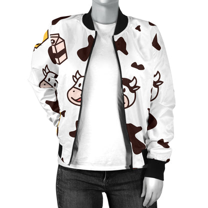 Cow Pattern Print Design 06 Women's Bomber Jacket