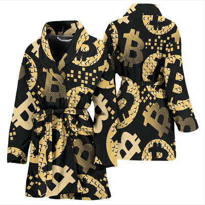 Bitcoin Pattern Print Design DO06 Women Bathrobe