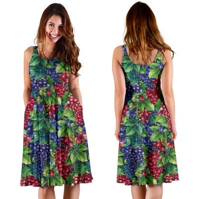 Grape Pattern Print Design GP02 Midi Dress