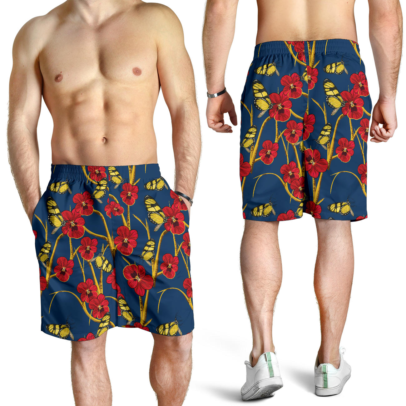 Pansy Pattern Print Design A01 Mens Shorts