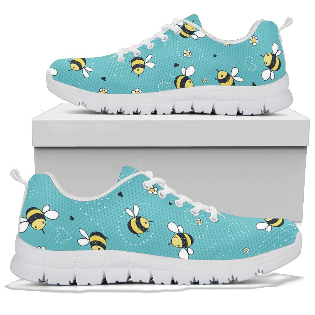 Bee Pattern Print Design BEE02 Sneakers White Bottom Shoes