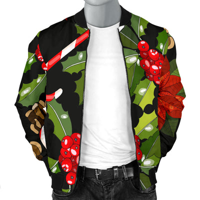 Poinsettia Pattern Print Design POT01 Men Bomber Jacket