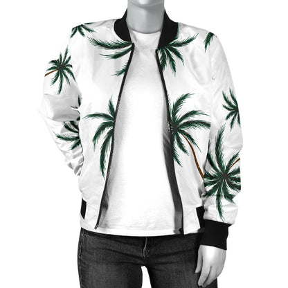 Palm Tree Pattern Print Design PT07 Women Bomber Jacket