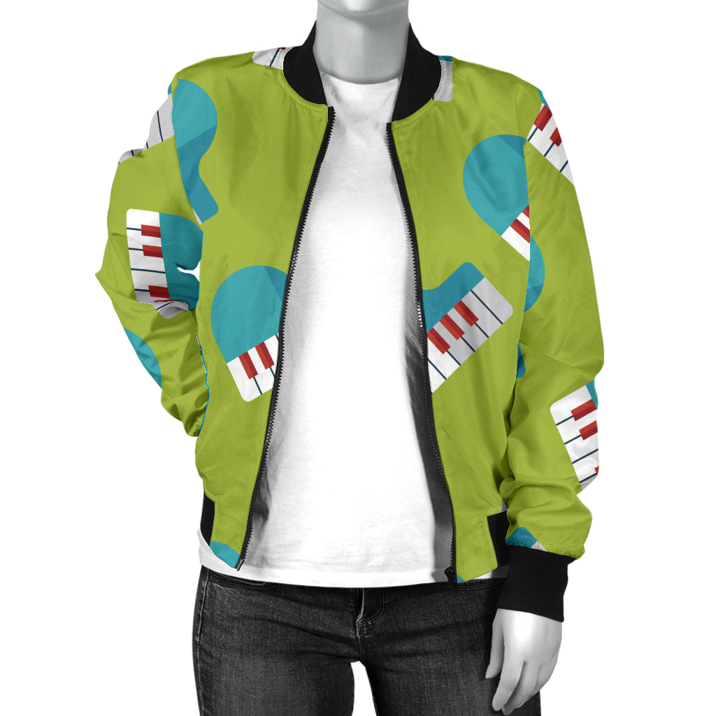Piano Pattern Print Design 03 Women's Bomber Jacket